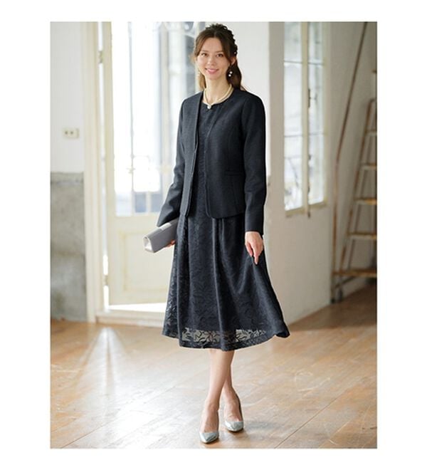 BELLUNA（ベルーナ）の「花柄オパール素材ワンピースアンサンブル（ワンピースセットスーツ）」｜詳細画像