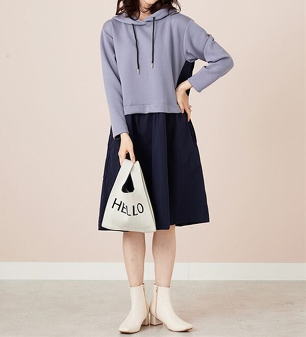 BELLUNA（ベルーナ）の「異素材切替ドロスト使いワンピース（その他ワンピース）」｜詳細画像