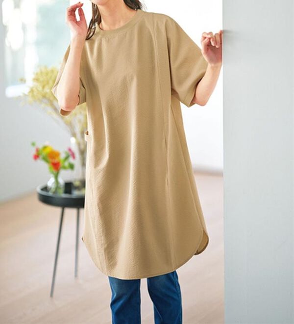 BELLUNA（ベルーナ）の「サラリ速乾！サッカー素材ゆったりチュニック（チュニック）」｜詳細画像