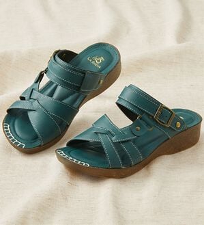 「ラシーナコンフォート　４Ｅ　２ＷＡＹサンダル（サンダル・ミュール）」｜ブルーグリーン