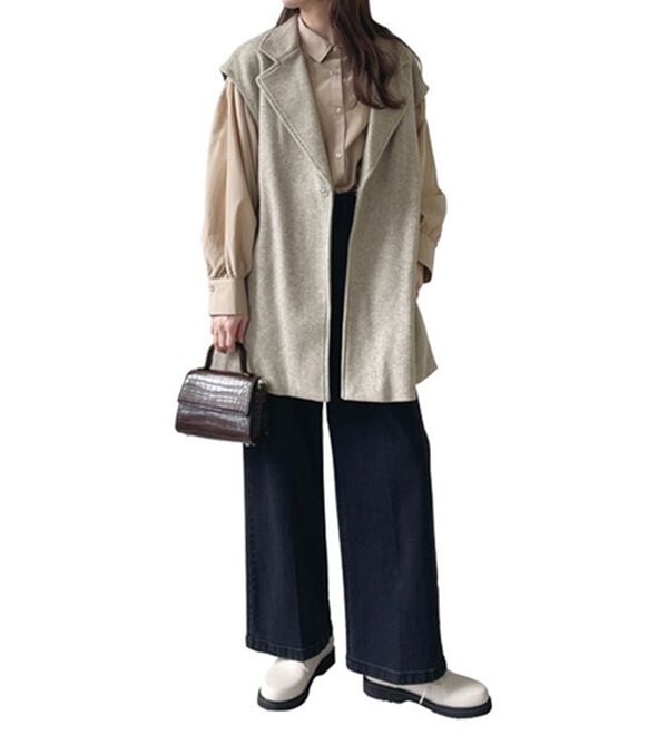 RANAN（ラナン）の「ベルト付きメルトン調素材ジレ（ジレ）」｜詳細画像