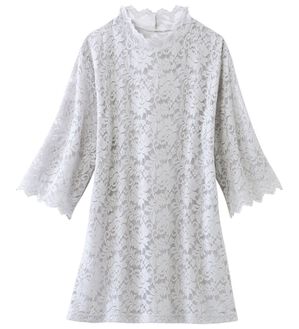 LAVIENNE（ラヴィエンヌ）の「着こなし美人レースインナー５分袖（肌着・インナーウェア）」｜ライトグレー