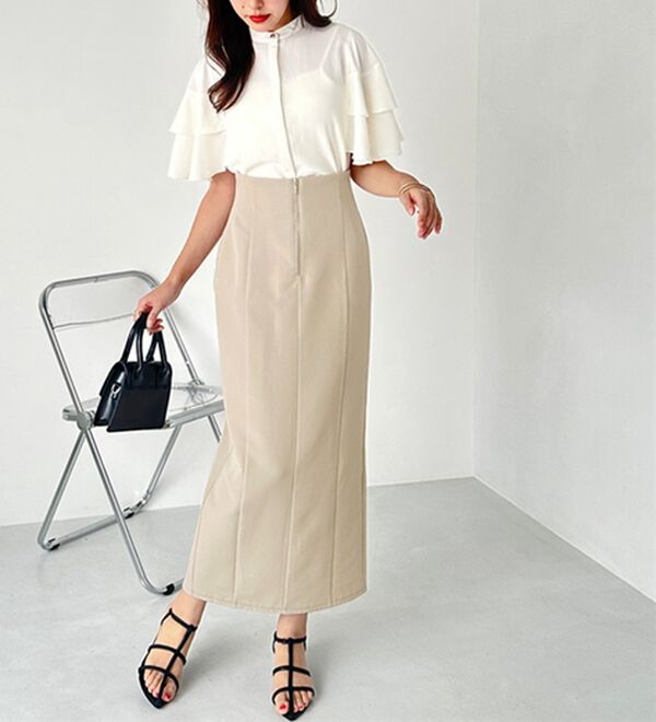 GeeRA（ジーラ）の「ＯＮ／ＯＦＦ使える！フロントファスナースカート（ロングスカート）」｜詳細画像