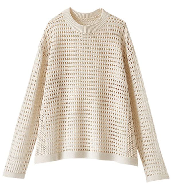 BELLUNA（ベルーナ）の「涼やか麻タッチメッシュニットプルオーバー（ニット・セーター）」｜詳細画像