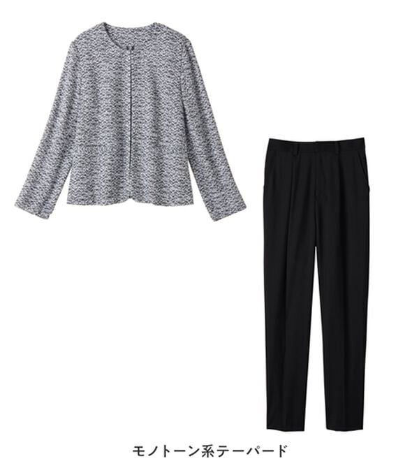 Viola e Viola（ヴィオラ エ ヴィオラ）の「【選べるボトムス】２点セット洗える！ツイードセットアップスーツ（パンツスーツ）」｜詳細画像