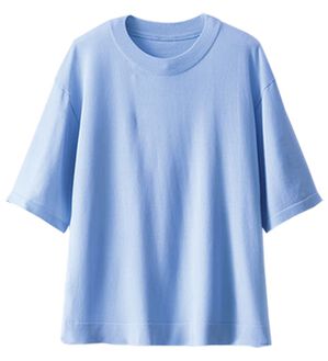 BELLUNA（ベルーナ）の「【快適Ｌａｂ．】シャリ冷！洗える多機能ニットＴシャツ（ニット・セーター）」｜ライトブルー