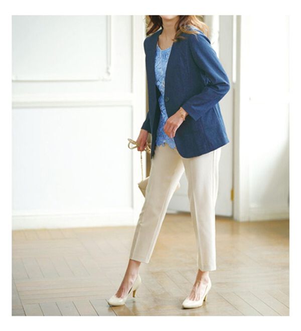 BELLUNA（ベルーナ）の「カジュアルコーデにきちんと感を！ノーカラージャケット（ノーカラージャケット）」｜詳細画像