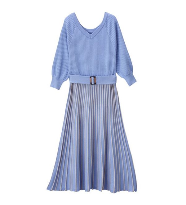 GeeRA（ジーラ）の「前後２ＷＡＹプリーツニットワンピース（ニットワンピース）」｜詳細画像