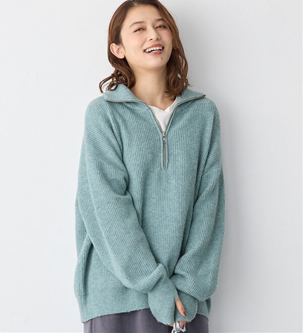 洗えるもちもち ハーフジップニット - ベルーナ【公式】