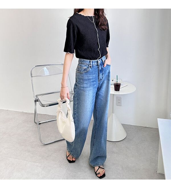 GeeRA（ジーラ）の「前後２ＷＡＹ配色メロー５分袖カットソー（カットソー）」｜詳細画像