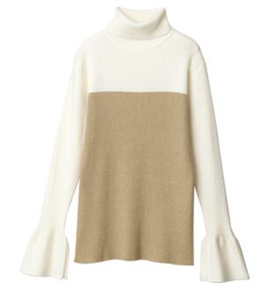 RANAN（ラナン）の「＜ムースタッチ＞洗える！バイカラータートルリブニット（ニット・セーター）」｜オフ／ベージュ