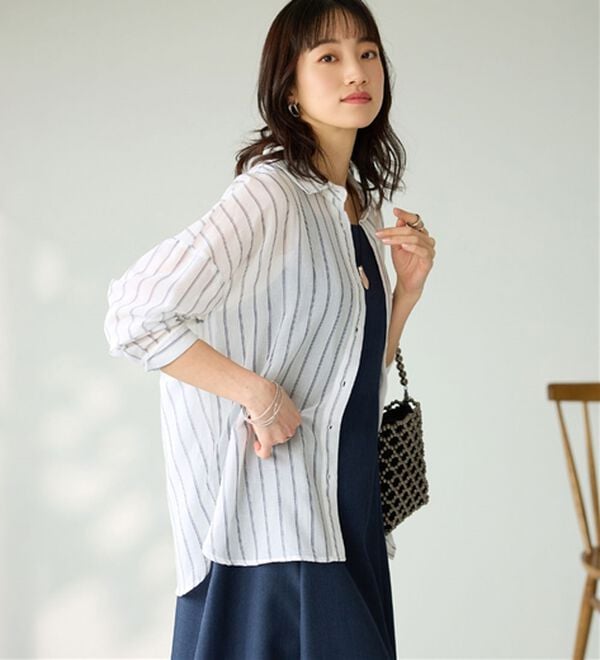 BELLUNA（ベルーナ）の「【接触冷感】透け感バックシャーリングシャツ（シャツ）」｜詳細画像