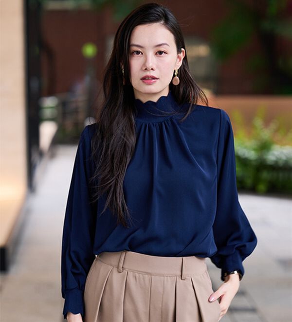 RANAN（ラナン）の「スカラップリブニット使いブラウス（ブラウス）」｜詳細画像