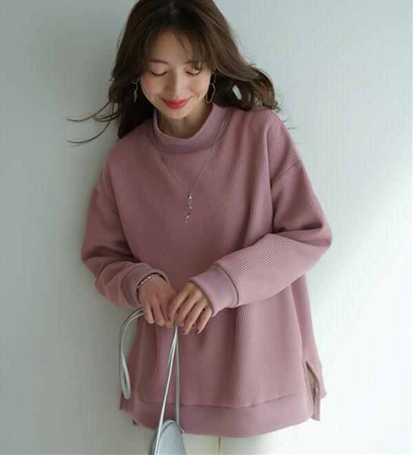 BELLUNA（ベルーナ）の「 【快適Ｌａｂ．】ワッフル素材裏ボアハイネックプルオーバー（カットソー）」｜詳細画像