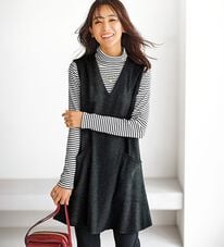 BELLUNA（ベルーナ）の「杢調素材ポケットデザインジャンパードレス（ジャンパースカート）」