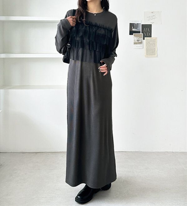 GeeRA（ジーラ）の「チュールドッキングリブワンピース（その他ワンピース）」｜詳細画像