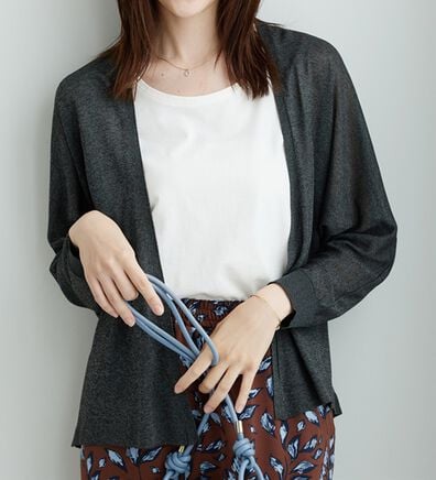 BELLUNA（ベルーナ）の「ラメ調ドルマンシアーカーディガン（ニットカーディガン）」