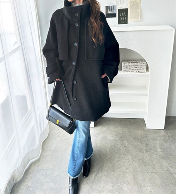 GeeRA（ジーラ）の「リングウールライクスタンドカラーコート（ハーフコート）」｜詳細画像