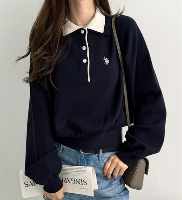 GeeRA（ジーラ）の「【U.S. POLO ASSN.】バイカラーポロ衿ニット（ニット・セーター）」｜詳細画像