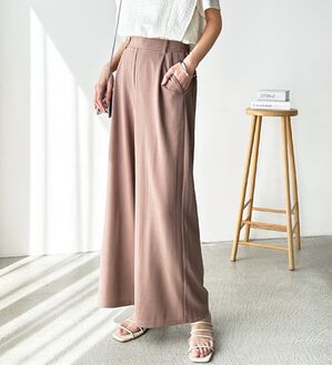 GeeRA（ジーラ）の「接触冷感！美脚ストレッチワイドパンツ（ワイドパンツ・ガウチョ）」｜グレイッシュピンク
