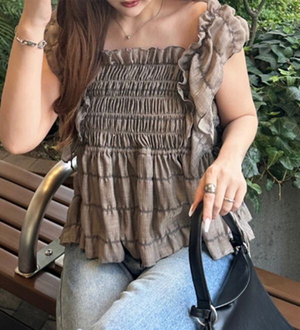 GeeRA（ジーラ）の「フリルシャーリングブラウス（ブラウス）」｜詳細画像