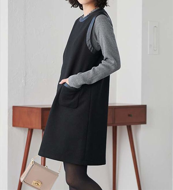 RANAN（ラナン）の「ジャージーメルトンミニジャンスカ（ジャンパースカート）」｜ブラック系