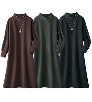 ルフラン（ルフラン）の「【３色組】裏起毛でほっこり暖かワンピース（カットソーワンピース）」｜詳細画像