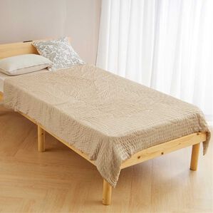iellio（イエリオ）の「マイクロわた入りひんやり冷感くしゅくしゅ肌掛ケット（肌掛布団・タオルケット）」｜モカベージュ