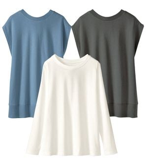 BELLUNA（ベルーナ）の「【２枚組】プルオーバー付カットソーベスト（ベスト）」｜詳細画像