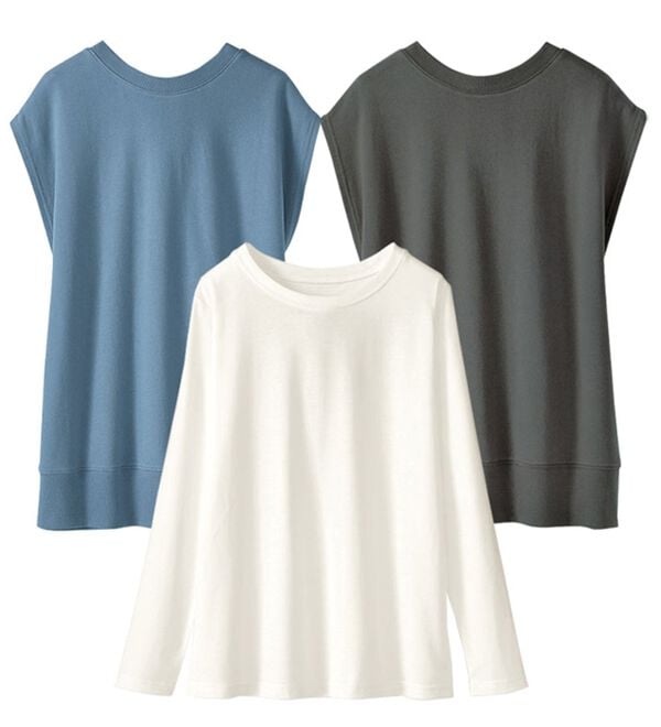 BELLUNA（ベルーナ）の「【２枚組】プルオーバー付カットソーベスト（ベスト）」｜詳細画像