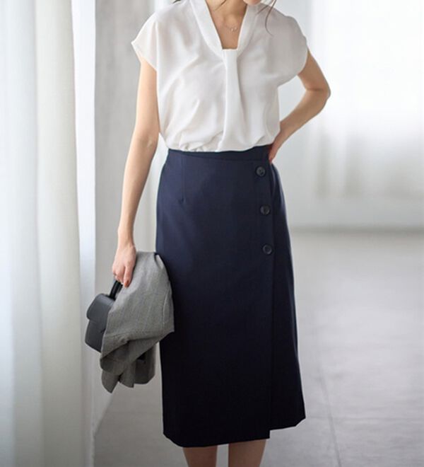 GeeRA（ジーラ）の「【２点】単品使いもできる！ベーシックブラウス＆スカートセットアップ（スカートスーツ）」｜詳細画像