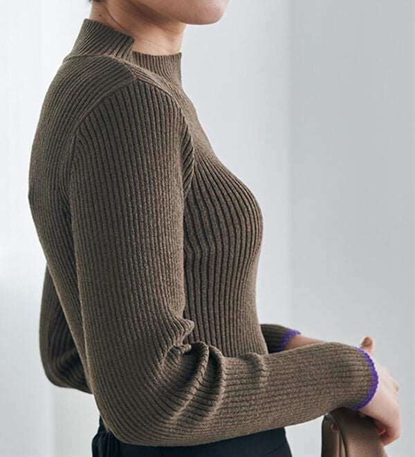 RANAN（ラナン）の「もちもちリブパイピングハイネックニット（ニット・セーター）」｜詳細画像