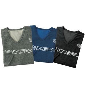 「【３色組】＜ケイパ＞ＶネックロゴプリントＴシャツ（メンズシャツ）」｜長袖3色組