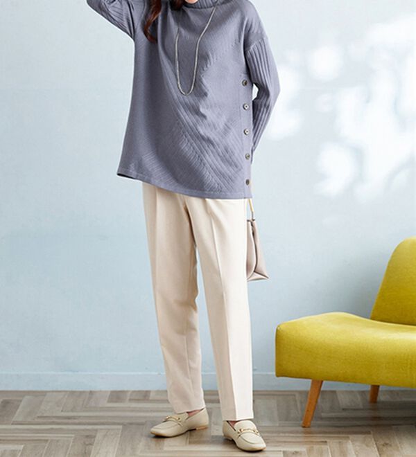 BELLUNA（ベルーナ）の「サイドボタン編地切替ニットチュニック（チュニック）」｜詳細画像