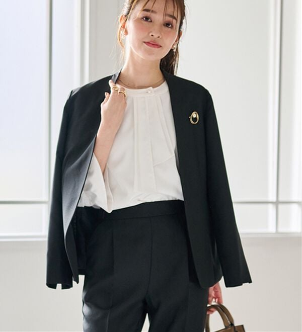 RANAN（ラナン）の「【選べる衿】洗える！春夏ロングシーズン着用可能ベーシック２点ライトスーツ（パンツスーツ）」｜詳細画像