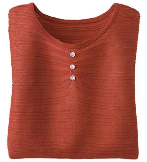 BELLUNA（ベルーナ）の「編地変化シアーボーダーニット（ニット・セーター）」｜テラコッタ