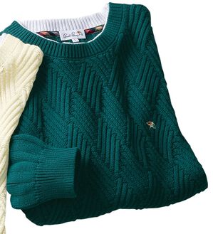 「＜アーノルド　パーマー＞綿１００％立体編レイヤードセーター（メンズニット・セーター）」｜ブルーグリーン