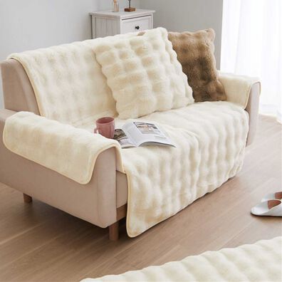 iellio（イエリオ）の「ぽこぽこボリュームファーソファカバー・シートクッション＜あったか・ラビットファー調・長座布団・チェアカバー＞（ソファーカバー）」