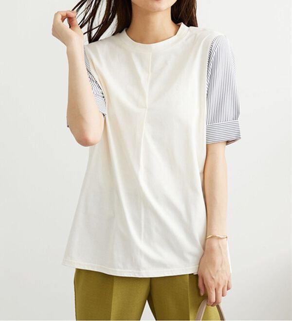 BELLUNA（ベルーナ）の「異素材切替タック使いプルオーバー（カットソー）」｜詳細画像