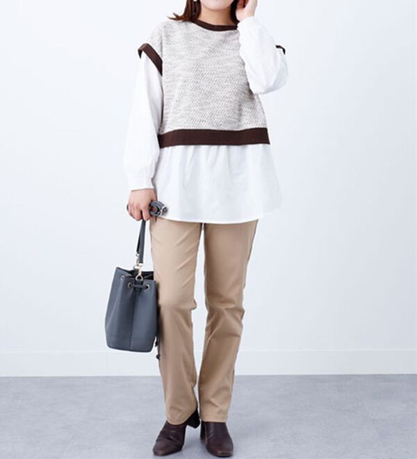 BELLUNA（ベルーナ）の「ツイード調シャツフェイクチュニック（チュニック）」｜詳細画像