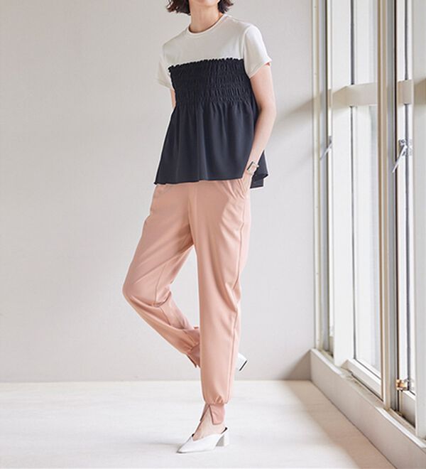 RANAN（ラナン）の「機能付き！裾スリットパンツ（フルレングスパンツ）」｜ピンク