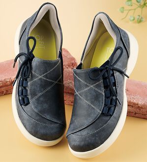 「トップフィット　手を使わず履ける楽ちん防水シューズ（スリッポン）」｜ネイビー(デニム調)