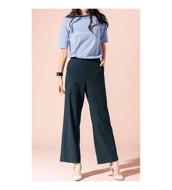 VINNO（ヴィノ）の「リネン混ストレッチ冷感ワイドパンツ（ワイドパンツ・ガウチョ）」｜詳細画像