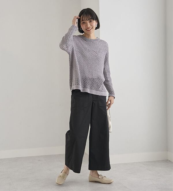 BELLUNA（ベルーナ）の「はっ水綿混ベイカーパンツ（フルレングスパンツ）」｜詳細画像