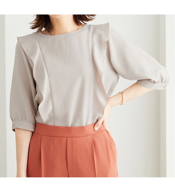 BELLUNA（ベルーナ）の「麻調合繊フリルデザインブラウス（ブラウス）」｜詳細画像