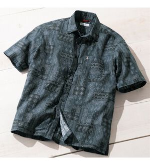 「＜ハッシュパピー＞半袖バンダナプリントシャツ（メンズシャツ）」｜ネイビー