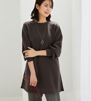 BELLUNA（ベルーナ）の「ふんわり素材軽ぽかチュニックワンピ―ス（チュニックワンピース）」｜チャコール