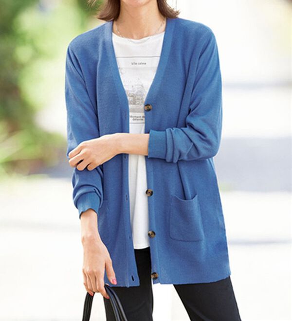 BELLUNA（ベルーナ）の「綿のように柔らかい！ベーシックカーディガン（ニットカーディガン）」｜ブルー