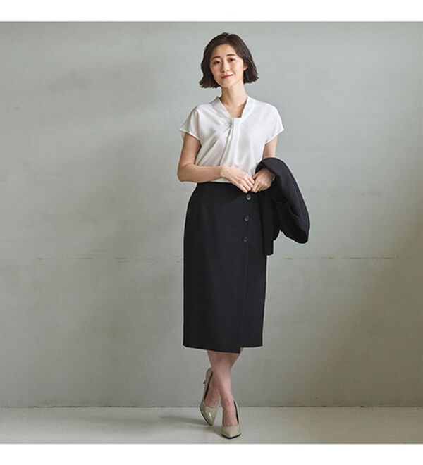 GeeRA（ジーラ）の「【ジャケット+2ボトム】洗えるストレッチ！ジャケット＆ブラウス＆パンツ＆スカートスーツセット（パンツスーツ）」｜詳細画像