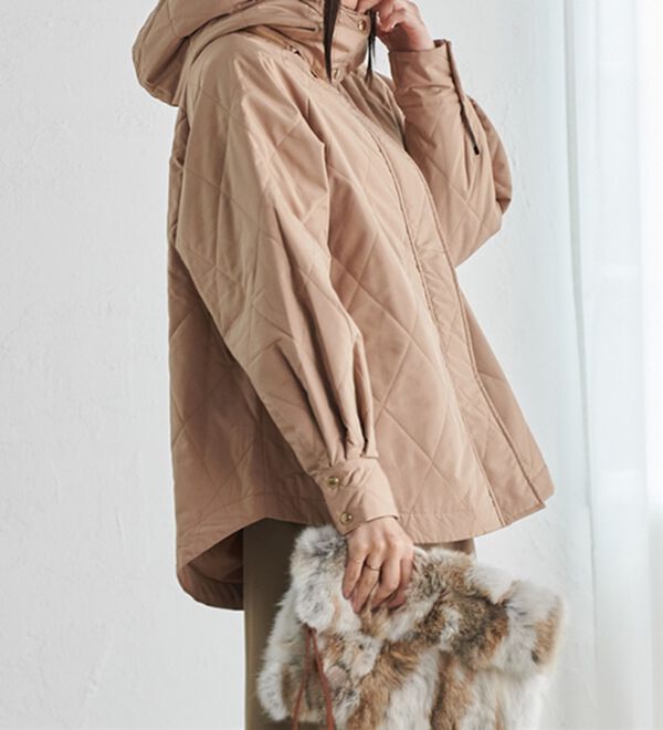 RANAN（ラナン）の「２ｗａｙボリューム袖ライトダウンキルティングアウター（ハーフコート）」｜詳細画像